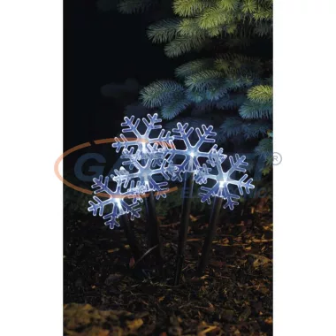 EMOS DCZC01 LED karácsonyi leszúrható hópelyhek, 30 cm, 3x AA, kültéri és beltéri, hideg fehér, időzítő,  0,32 W, elem (3× AA), IP44