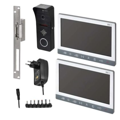   Emos H3010.5 EMOS Video kaputelefon szett beltéri egység, ajtózár, töltőadapter