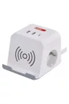 EMOS P0222CQ Hosszabbító - kocka 2 m / 2 aljzat / fehér / 2×USB-A+1×USB-C+Qi / 1,5 mm2