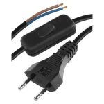 EMOS S09272 SZERELHETŐ DUGVILLÁS VEZETÉK FLEXO 2×0,75MM FEKETE KAPCSOLÓVAL 2m vezetékkel