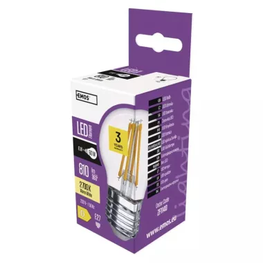 EMOS ZF1140 LED filament fényforrás kisgömb  6W(60W) 810lm E27 WW
