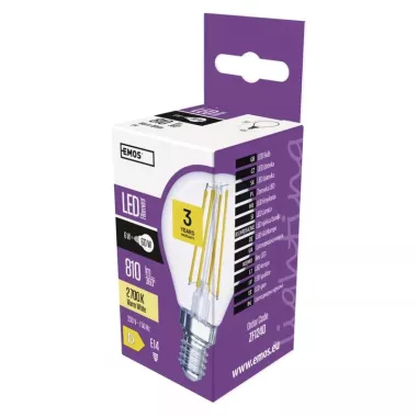 EMOS ZF1240 LED filament fényforrás kisgömb  6W(60W) 810lm E14 WW