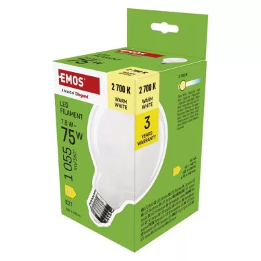 Emos ZF2D52 LED izzó Filament G95 / E27 / 7,8 W (75 W) / 1055 lm / Meleg fehér Emos ZF2D52 LED izzó Filament G95 / E27 / 7,8 W (75 W) / 1055 lm / Meleg fehér