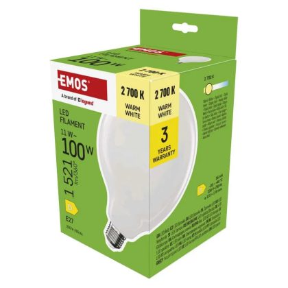   Emos ZF2D62 LED izzó Filament G125 / E27 / 11 W (100 W) / 1521 lm / Meleg fehér