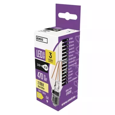 EMOS ZF3220 LED filament fényforrás gyertya 3,4W(40W) 470lm E14 WW