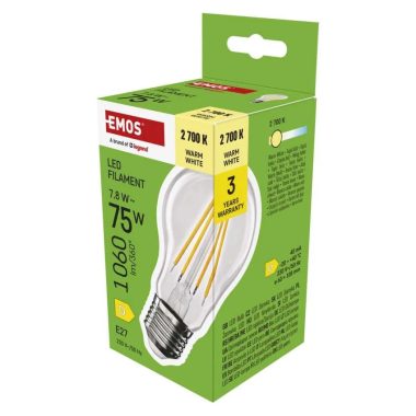 Emos ZF5D52 LED izzó Filament A60 / E27 / 7,8 W (75 W) / 1060 lm / Meleg fehér