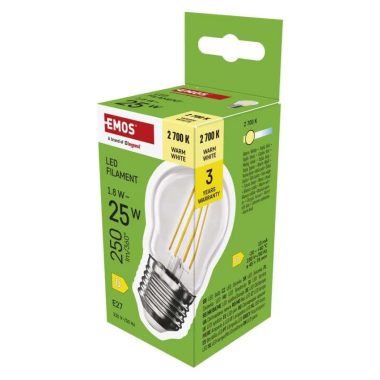 Emos ZF6D02 LED izzó Filament Mini Globe / E27 / 1,8 W (25 W) / 250 lm / Meleg fehér