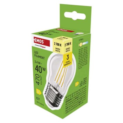 Emos ZF6D22 LED izzó Filament Mini Globe / E27 / 3,4 W (40 W) / 470 lm / Meleg fehér