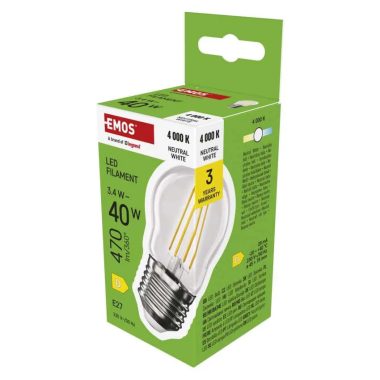 Emos ZF6D23 LED izzó Filament Mini Globe / E27 / 3,4 W (40 W) / 470 lm / Természetes fehér