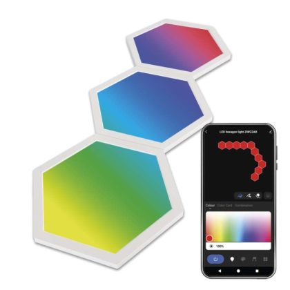   EMOS ZIW223R GoSmart LED-es lámpatest Hexagon, kiegészítő készlet,3 rész, 1,8 W, RGBIC dimmelhető, WiFi