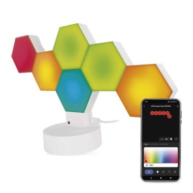 EMOS ZIW426R GoSmart LED asztali lámpa Hexagon fehér, 6 részből álló, RGBIC dimmelhető, WiFi