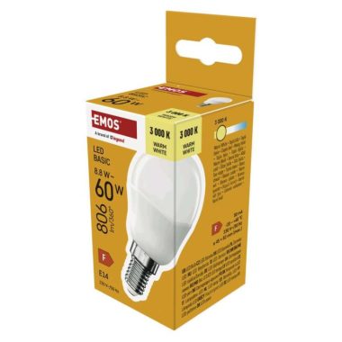 EMOS ZL1F47 LED izzó Basic MINI GLOBE E14 / 8,8 W (60 W) / 806 lm / Meleg fehér