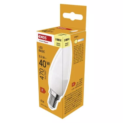   EMOS ZL3F22 LED izzó Basic gyertya / E14 / 5,5 W (40 W) / 470 lm / Meleg fehér