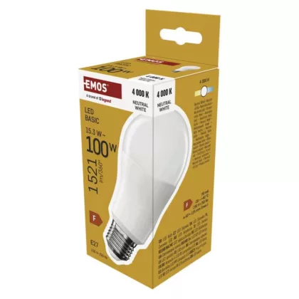   EMOS ZL5F68 LED izzó Basic A60 / E27 / 15,3W (100 W) / 1521 lm / Természetes fehér