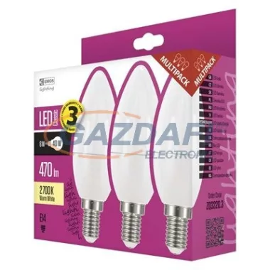 EMOS ZQ3220-3 LED CLS CANDLE 6W E14 WW 3PC EMOS ZQ3220-3 LED CLS CANDLE 6W E14 WW 3PC