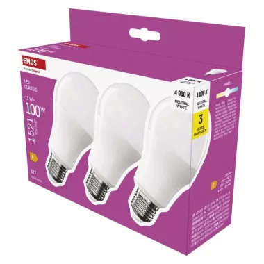 EMOS ZQ5E63.3 LED fényforrás CLS A60 13W(100W) 1521lm E27 NW 3PC