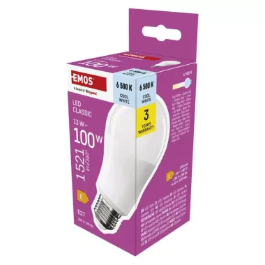 EMOS ZQ5E64 LED izzó Classic A60 / E27 / 13 W (100 W) / 1521 lm / Hideg fehér