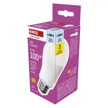   EMOS ZQ5E64 LED izzó Classic A60 / E27 / 13 W (100 W) / 1521 lm / Hideg fehér