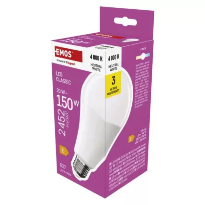 EMOS ZQ5E83 LED izzó Classic A80 / E27 / 20 W (150 W) / 2452 lm / Természetes fehér