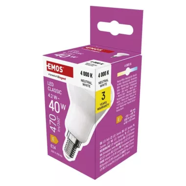 EMOS ZQ7E23 LED izzó Classic R50 / E14 / 4,2 W (40 W) / 470 lm / Természetes fehér