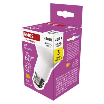   EMOS ZQ7E43 LED izzó Classic R63 / E27 / 7 W  (60 W) / 806 lm / Természetes fehér