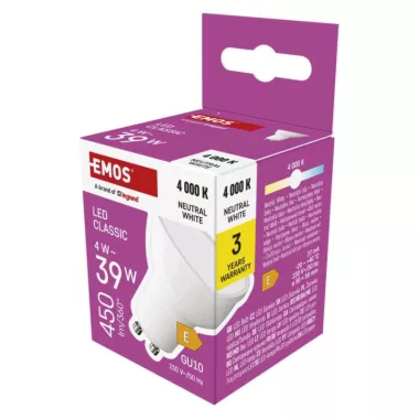 EMOS ZQ8E23 LED izzó Classic MR16 / GU10 / 4 W (39 W) / 450 lm / Természetes fehér