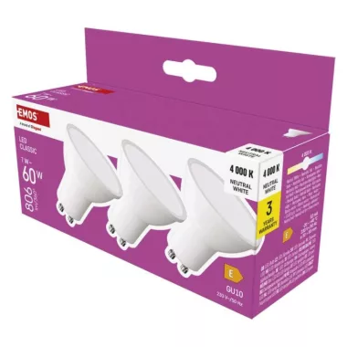 EMOS ZQ8E43.3 LED izzó Classic MR16 / GU10 / 7 W  (60 W) / 806 lm / Természetes fehér