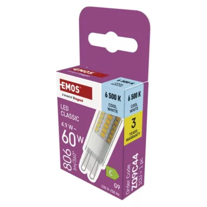 EMOS ZQ9C44 LED izzó Classic JC / G9 / 4,9 W (60 W) / 806 lm / Hideg fehér