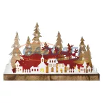   EMOS ZY2206 karácsonyi dekoráció TÉLI FALU 45x27cm 8LED, 2xAA, időzítő, FEHÉR, meleg fehér