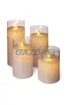 EMOS ZY2274 HOME DECO LED GYERTYA 4DB KÖR ÜVEG FEHÉR 7.5x10/12.5/15/17.5cm, 8xAA, vintage