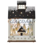   EMOS ZY2317 LED karácsonyi ház, 30cm, 2x AA, meleg fehér, időzítős