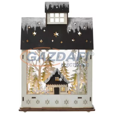 EMOS ZY2317 LED karácsonyi ház, 30cm, 2x AA, meleg fehér, időzítős