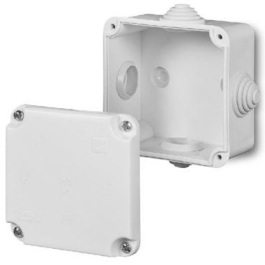 ELEKTRO-PLAST EP-0223-04 junction box with 4 conical cable entries, screw cover, 92x92x50mm, gray, IP55