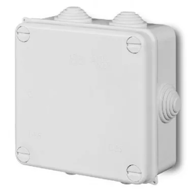 ELEKTRO-PLAST EP-0233-04 kötődoboz 6 kúpos kábelbevezetővel, csavaros fedéllel 133x133x64mm, szürke, IP55