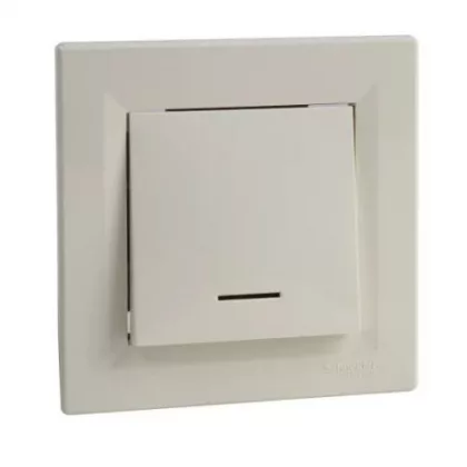SCHNEIDER EPH1600123 ASFORA Egypólusú nyomókapcsoló, jelzőfényes, rugós bekötés, bézs