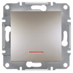 SCHNEIDER EPH1600169 ASFORA Egypólusú nyomókapcsoló, jelzőfényes, rugós bekötés, bronz