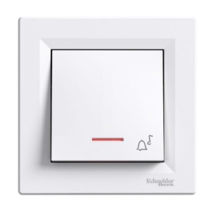   SCHNEIDER EPH1700121 ASFORA Egypólusú nyomókapcsoló, jelzőfényes, CSJ, rugós bekötés, fehér
