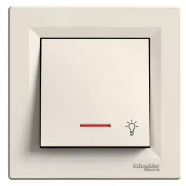 SCHNEIDER EPH1800123 ASFORA Egypólusú nyomókapcsoló, jelzőfényes, lámpajel, rugós bekötés, bézs