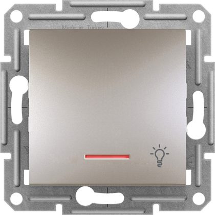   SCHNEIDER EPH1800169 ASFORA Egypólusú nyomókapcsoló, jelzőfényes, lámpajel, rugós bekötés, bronz