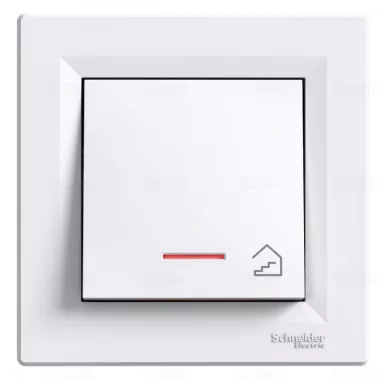 SCHNEIDER EPH1900321 ASFORA Egypólusú nyomókapcsoló, jelzőfényes, lépcsőjel, csavaros bekötés, fehér