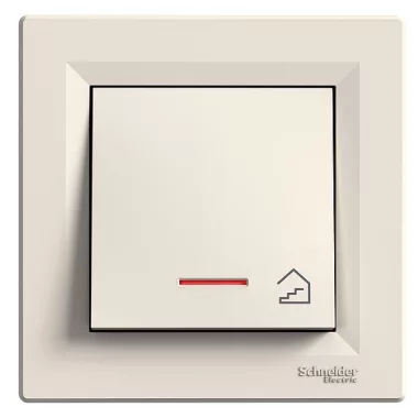 SCHNEIDER EPH1900323 ASFORA Egypólusú nyomókapcsoló, jelzőfényes, lépcsőjel, csavaros bekötés, bézs