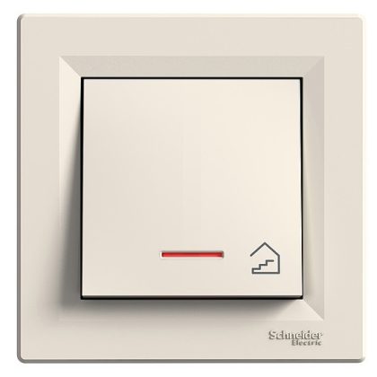   SCHNEIDER EPH1900323 ASFORA Egypólusú nyomókapcsoló, jelzőfényes, lépcsőjel, csavaros bekötés, bézs