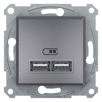 SCHNEIDER EPH2700262 ASFORA Dupla USB töltő, 2.1A, acél