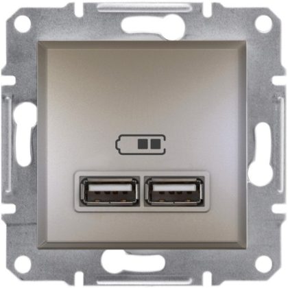SCHNEIDER EPH2700269 ASFORA Dupla USB töltő, 2.1A, bronz