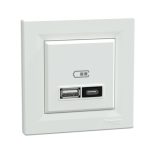   SCHNEIDER EPH2700521 ASFORA Dupla USB töltő, A+C, 21W, kerettel, fehér