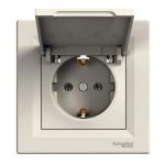   SCHNEIDER EPH3100123 ASFORA 2P+F dugalj csatlakozóaljzat, csapfedeles, csavaros, kerettel, bézs