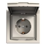   SCHNEIDER EPH3100323 ASFORA 2P+F dugalj csatlakozóaljzat, gyermekvédelemmel, csapfedeles - IP44, kerettel, bézs