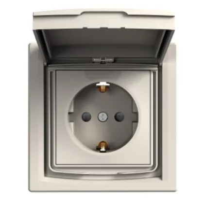   SCHNEIDER EPH3100323 ASFORA 2P+F dugalj csatlakozóaljzat, gyermekvédelemmel, csapfedeles - IP44, kerettel, bézs