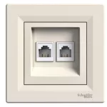 SCHNEIDER EPH4200123 ASFORA 2xRJ11 telephone socket, beige
