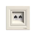 SCHNEIDER EPH4800123 ASFORA 2xRJ45 Cat6 UTP aljzat, bézs